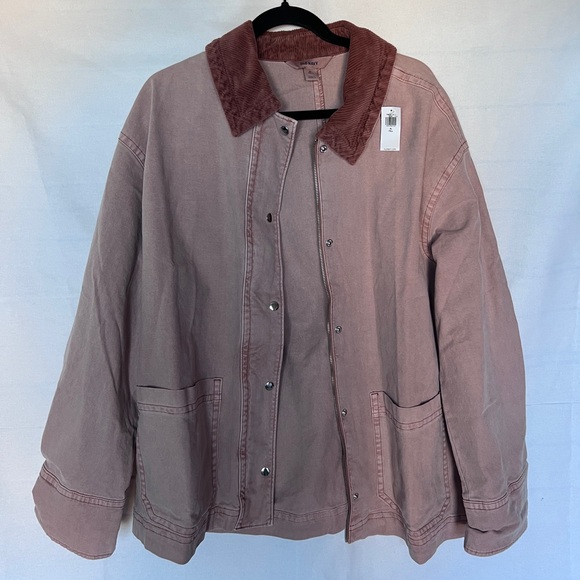 Old Navy Jackets & Blazers - Old Navy Women's Mauve Utility Jacket with Corduroy Collar XL tall NWT